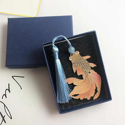 Bookmarks for Book Lovers Book Marks for Reading Women Birthday Graduation Christmas Gifts for Her Cute Metal Bookmark Book Markers Stocking Stuffers for Teens (Fish)