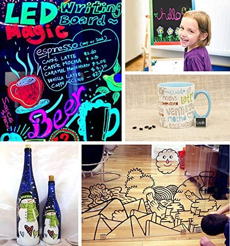 Neon Chalk Markers Erasable for Chalkboard, Liquid Chalk Marker 8 Colors with 6mm Reversible Bullet & Chisel Tip, Dust Free Chalk Pens for Window, Blackboard, Whiteboard, Calendar, Mirror, Glass