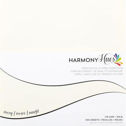 Cardstock 8.5 x 11 Paper Pack - 65lb Smooth Card Stock for Crafts, Cardmaking, Printers - 100 Scrapbook Sheets - Double Sided with Solid Core, Ivory