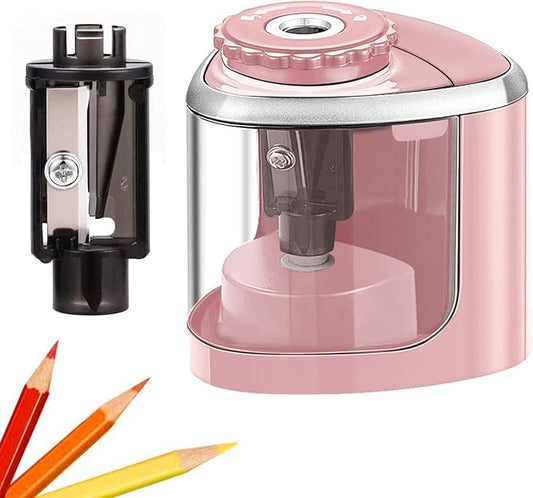 Pencil Sharpener Electric Pencil Sharpener for Kids, Blade to Fast Sharpen, Suitable for No.2/School/Classroom/Office/Home (Pink)