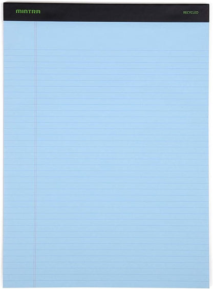 Mintra Office Recycled Writing Pads 6pk (Pastel, Narrow Ruled (8.5in x 11in)) - 50 Sheets per Notepad, Micro perforated, Legal Pad, Notebook Paper for School, College, Office, Business