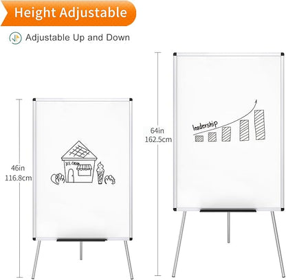 VIZ-PRO Whiteboard Easel, 36 x 24 Inches, Portable Dry Erase Board Height Adjustable for School Office and Home