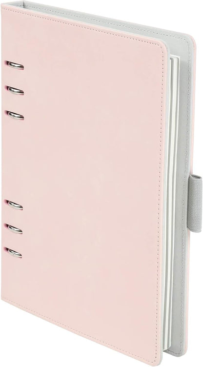 Oxford 6-Ring Professional Notebook, 7 x 9 Inch, Refillable Notebook, Writing Journal, Ivory Paper, 100 Sheets, Blush Pink Faux Leather Cover (90005)