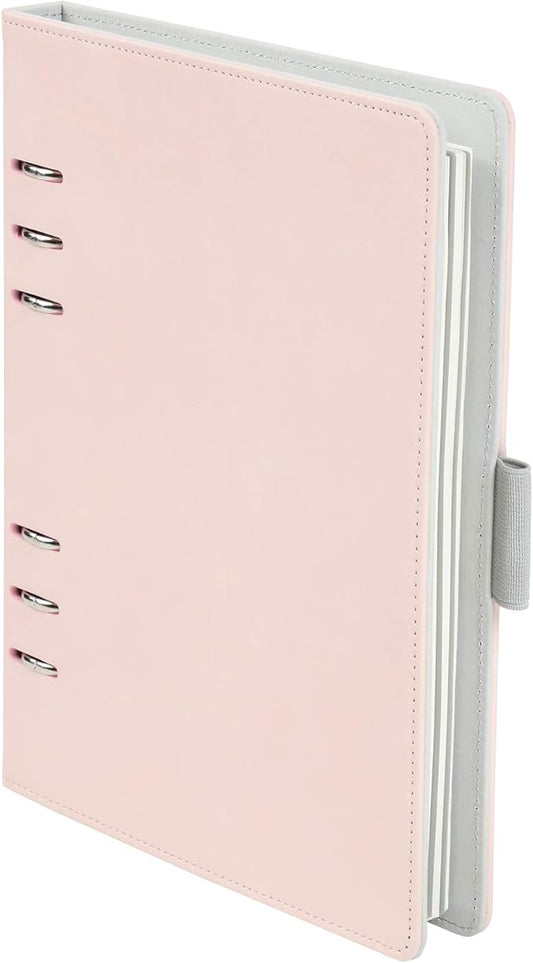 Oxford 6-Ring Professional Notebook, 7 x 9 Inch, Refillable Notebook, Writing Journal, Ivory Paper, 100 Sheets, Blush Pink Faux Leather Cover (90005)