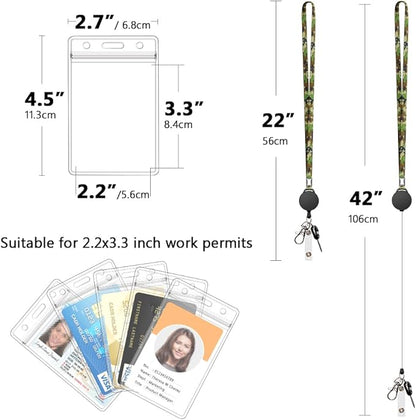 6 Pack Retractable Badge Lanyards and ID Badge Holder, Strap Lanyard with Swivel Metal Clasp for Badge Holders, Keychains, Offices, Staff, Students, Employees, Camouflage