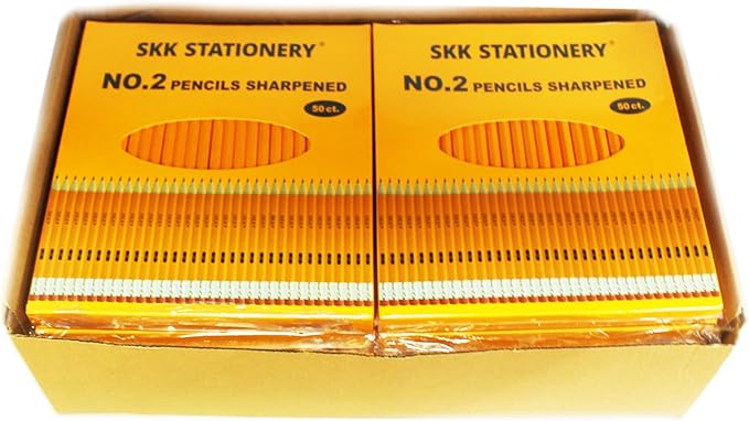 SKKSTATIONERY 600Pcs 2 HB Pencils Pre-sharpened pencils Set, Woodcase Lead Pencils Sharpened for School and Teacher Supplies, Writing, Drawing and Sketching 50 Pcs*12 Boxes