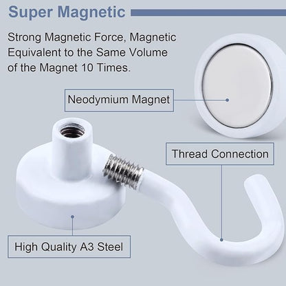 DIYMAG Magnetic Hooks, 30Lbs Strong Heavy Duty Cruise Magnet S-Hooks for Classroom, Fridge, Hanging, Cabins, Grill, Kitchen, Garage, Workplace and Office etc, (15 Pack-White)