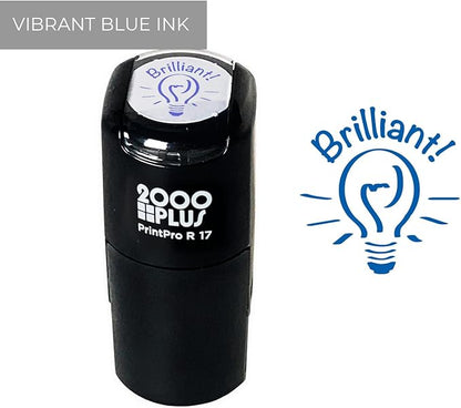 Brilliant Light Bulb Stamp / 2000 Plus Self Inking Teacher Student Reward Stamper / 9/16" Small Blue Imprint Planner Classroom Worksheet Stamp