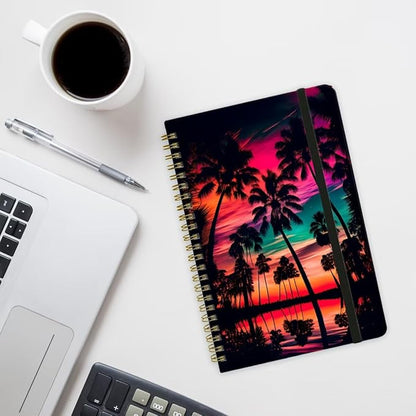 Spiral Notebook - A5 Spiral Notebooks, 8.3'' × 5.8'', 160 Pages, Aesthetic Journaling Notebooks for Women, College Lined Notebook with Elastic Closure, Back Pocket, for School Office, Dusk