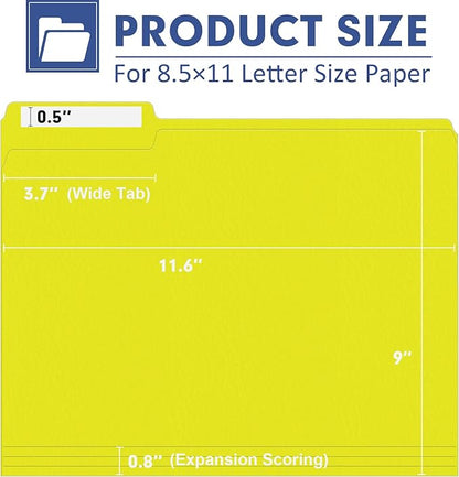 File Folder, PANDRI 120 Pack File Folder, 1/3 Cut Tab, Letter Size, Filing Folder for Office School Business, Yellow