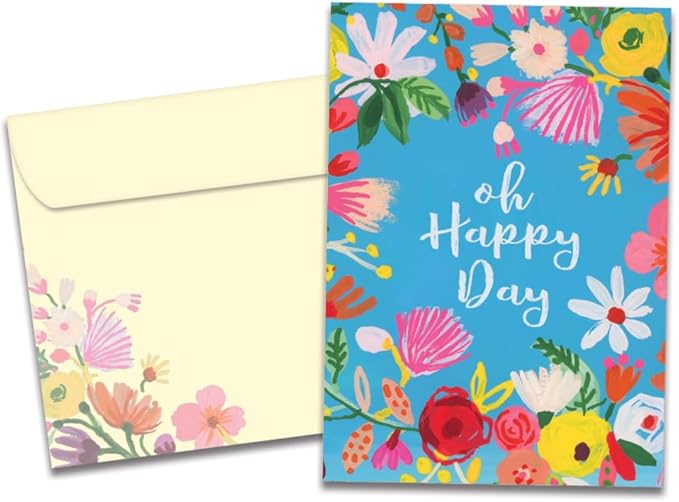 Tree-Free Greetings - Birthday Card - Artful Designs - 1 Card + Matching Envelope - Made in USA - 100% Recycled Paper - 5 x 7 - Oh Happy Day (GO61208)