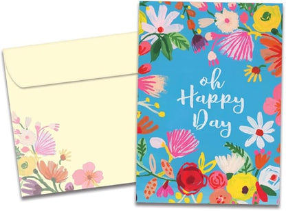 Tree-Free Greetings - Birthday Card - Artful Designs - 1 Card + Matching Envelope - Made in USA - 100% Recycled Paper - 5 x 7 - Oh Happy Day (GO61208)