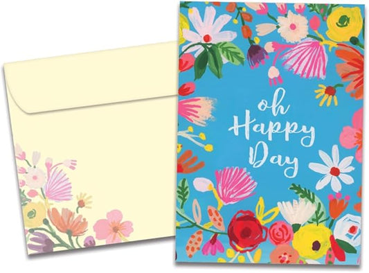 Tree-Free Greetings - Birthday Card - Artful Designs - 1 Card + Matching Envelope - Made in USA - 100% Recycled Paper - 5 x 7 - Oh Happy Day (GO61208)
