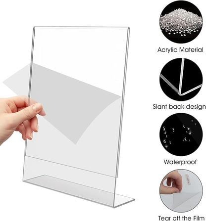 Acrylic Sign Stand Holder - 8.5x11 Inches Plastic Acrylic Literature Holders, 12 Pack Sign Holders Suit for Flyer, Magazine, Pamphlet, Booklet Display