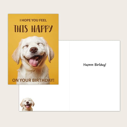 Gooji 5x7 Funny Happy Dog Birthday Card – Cute Puppy Design, Hilarious Greeting, Perfect for Dog Lovers, Men, Women, Husband, Wife