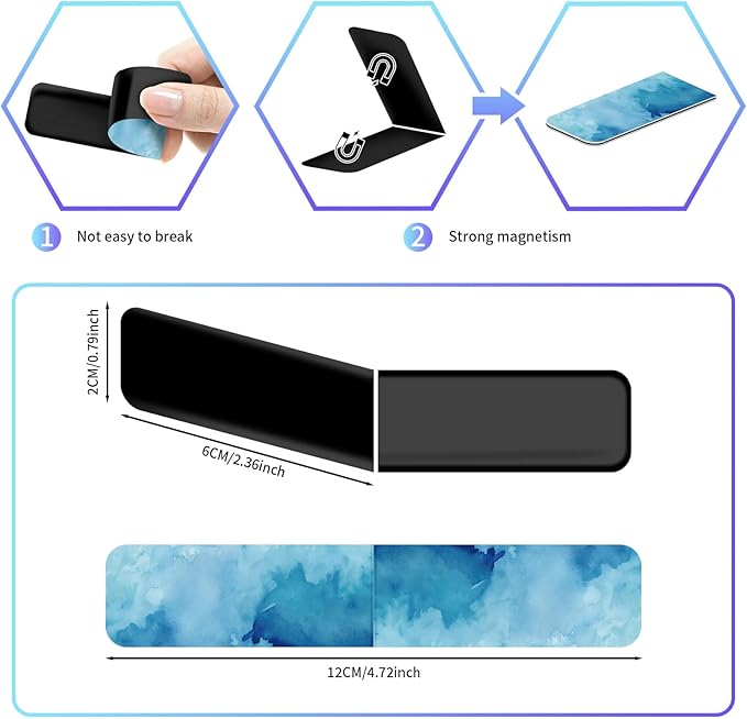 48 Pieces Magnetic Bookmarks Magnet Page Markers - Book Marks for Reading Women & Men with Storage Boxes - Cute Magnet Bookmark Clips for Reading Pleasure（Watercolor）