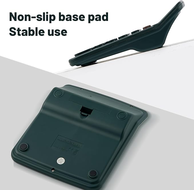 Golcellia Calculators Desktop, Dark Green Calculator, Cute Calculator 12 Digit Desk Calculator Large Display, Dual Power Solar Battery, Office Home School Supplies for Adults & Students