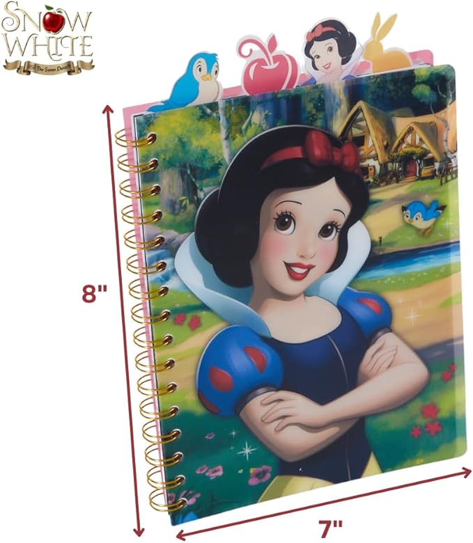 Innovative Designs Disney Snow White Tab Journal Notebook, Spiral Bound, 96 Lined Pages, 8 x 7 inches
