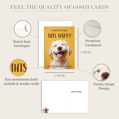 Gooji 5x7 Funny Happy Dog Birthday Card – Cute Puppy Design, Hilarious Greeting, Perfect for Dog Lovers, Men, Women, Husband, Wife