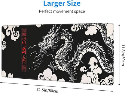 Gaming Mouse Pad Desk Pad,Extended Big Mouse Pad,31.5x11.8 Inch Long Computer Keyboard Mouse Mat Mousepad with 3mm Non-Slip Base and Stitched Edge for Gaming and Office… (Loong)