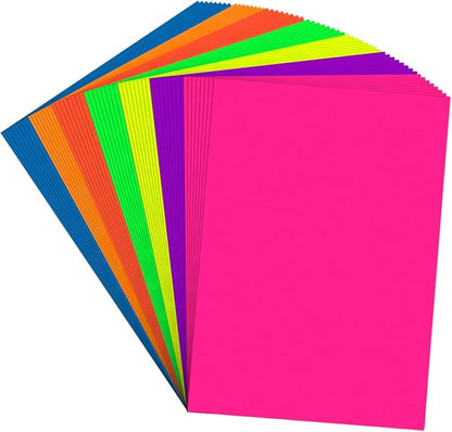 Poster Board 11 x 14 Inches,56 Sheets Neon Paper 7 Color Fluorescent Paper Bright Cardstock 250 GSM/90 lb Heavyweight Projects School Science Fair Event Displays and Business Presentations