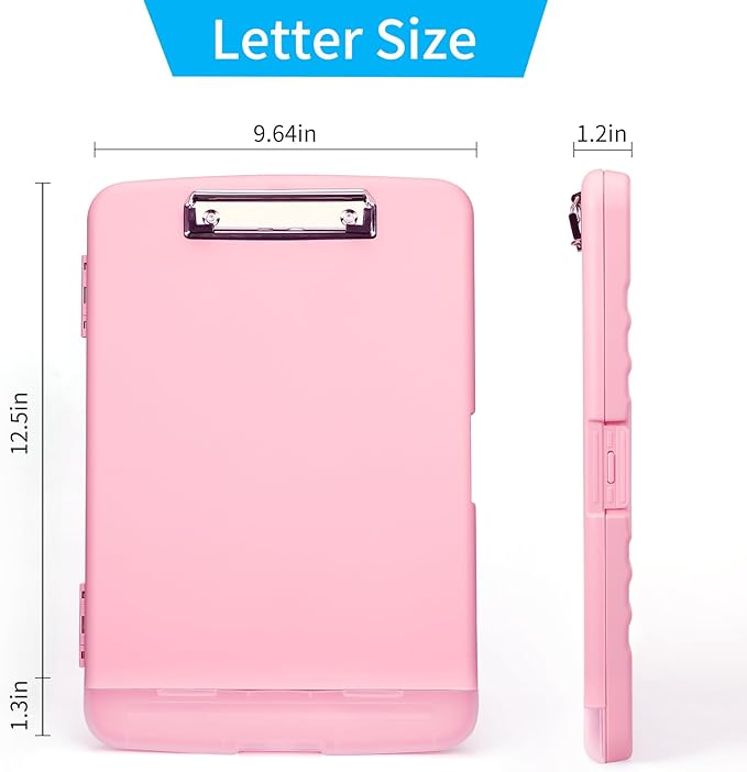 Clipboard with Storage, Clip Boards 8.5x11 with Storage, Large Capacity Nursing Clipboards with Pen Holder, Heavy Duty Plastic Storage Clipboard Folder with Low Profile Clip, Side-Opening