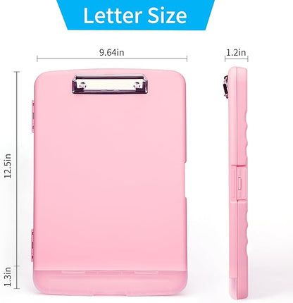 Clipboard with Storage, Clip Boards 8.5x11 with Storage, Large Capacity Nursing Clipboards with Pen Holder, Heavy Duty Plastic Storage Clipboard Folder with Low Profile Clip, Side-Opening