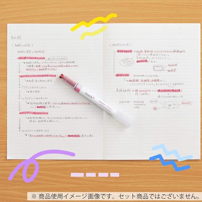 KOKUYO 2-Tone Pastel Highlighter 5 Colors Set. Mark+ Two Colors Dual Tips Markers, Quick Dry Similar Shades Tip 5 Pack of Pink, Blue, Green, Purple, Yellow. Japan Import (PM-MT100-5S).