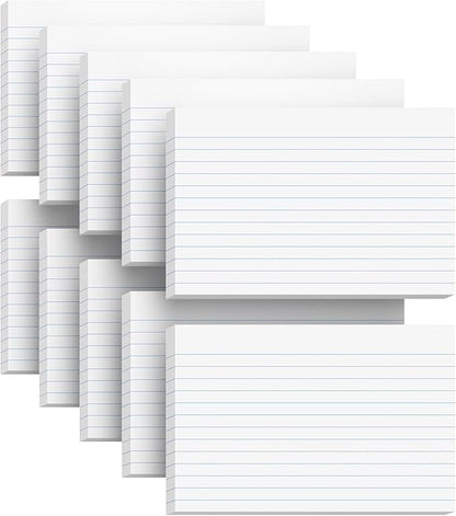 4x6 Note Cards White Index Cards, 300 Count Ruled Index Cards 4x6 in, Lined Notecards Flash Cards Study for School, Lined Note Index Card, Lined on Front, Blank on Back Card Stock 4 x 6, White