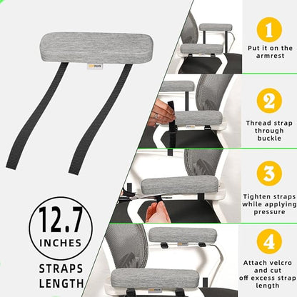 Memory Foam Office Chair Armrest Pads, Comfy Desk Chair Arm Rest Cover for Elbows and Forearms Pressure Relief(Set of 2)