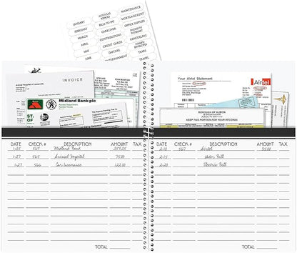 ©Mary Engelbreit Bill Paying Organizer Book - Personal Account book, 9" by 12 inch, Spiral-Bound, 14 Pockets, 32 Label Stickers, Bill Tracking