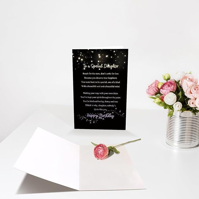 Chenive Heartfelt Daughter Birthday Card, Happy Birthday Card for Adult Daughter, Sweet Birthday Card from Dad Mom, To A Special Daughter