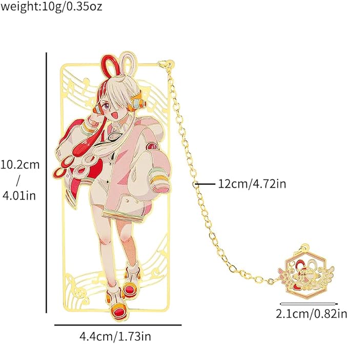 One Pieces Anime Luffy Shanks Uta Book Mark - Brass Metal Bookmark, Stationery School Supplies, Gift for Book Lover, Friends, Anime Fans Collection (Set-4)