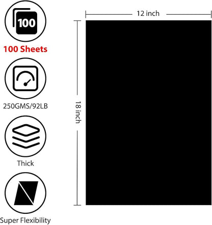 100 Sheets Black Cardstock 12” x 18”, 92lb/250gsm Black Card Stock, Thick Card Stock Paper, Heavy Cardstock Paper for Printer, Resume, Scrapbooks, Art, Crafts, Business Cards