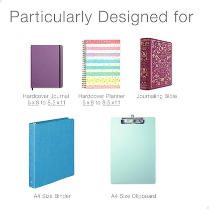 Adjustable Elastic Band Pen Holder, Pencil Holder, Pen Sleeve Pouch for Hardcover Journals, Notebooks, Planners, Binders, Fit Notebooks from 8" to 11” in Height, PU Leather, Detachable, Rose Gold