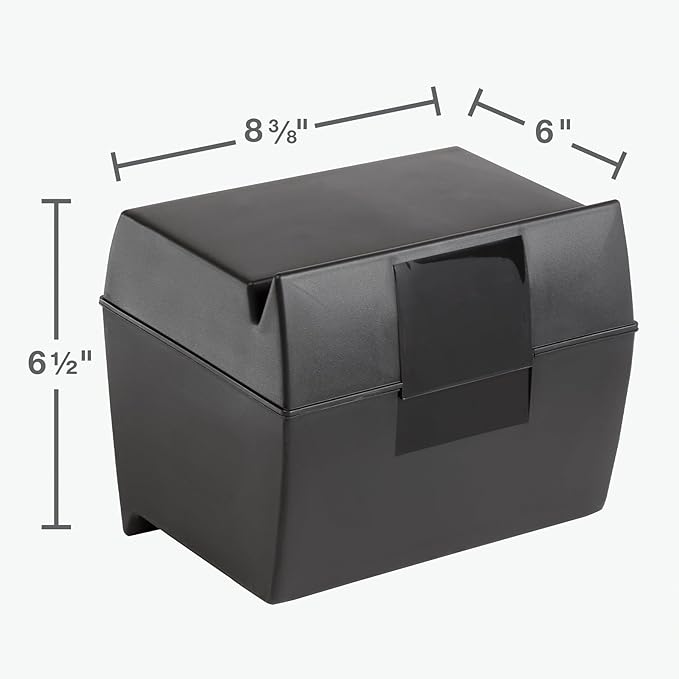 Oxford Plastic Index Card Box, 5 x 8 Inches, 500 Card Capacity, Black (01581)
