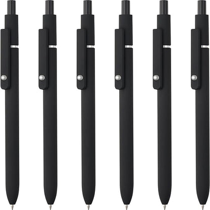 LINFANC 6 Pack Gel Pens, Black Ink Pens Fine Point Smooth Writing Pens Bulk, Soft Touch Cute Pens Aesthetic School Supplies, 0.5mm Black Pens for Journaling, Cute Office Supplies for Women & Men