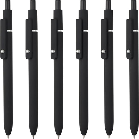 LINFANC 6 Pack Gel Pens, Black Ink Pens Fine Point Smooth Writing Pens Bulk, Soft Touch Cute Pens Aesthetic School Supplies, 0.5mm Black Pens for Journaling, Cute Office Supplies for Women & Men