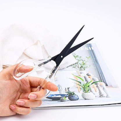 Acrylic Scissors Black Scissors 6.5" Clear Scissors Metal Blades Office Cutting Shears for Craft Supplies Desk Accessories