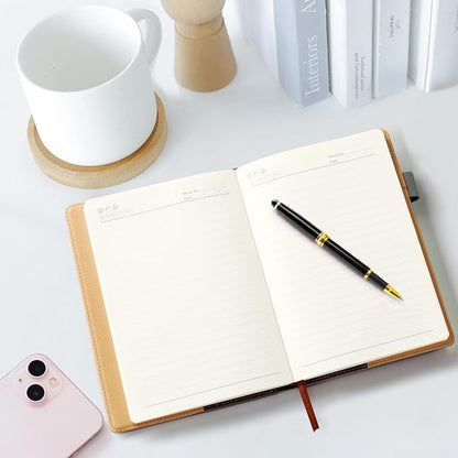 A5 Lined Leather Journal with Pen, 240 Pages Refillable Hardcover Notebook with Pocket and Magnetic Buckle, 80gsm Thick Daily Diary for Men and Women, Great Gift for Business Travel Personal - Gray