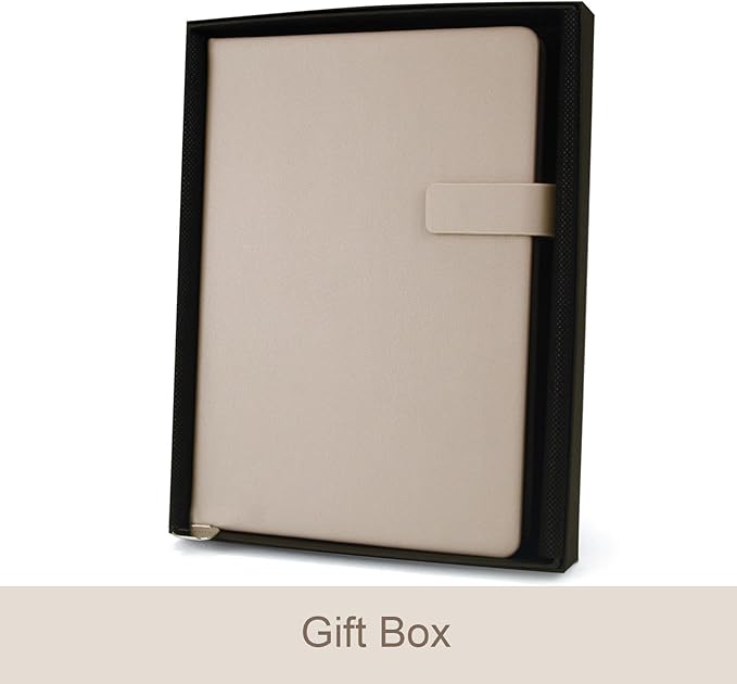 A5 Hard Cover Notebook with Pen Holder, Gold Edges & 180° Lay Flat - Large 5x8.25 Lined, Bookmark, Gift Box - Durable Journal for Office, Study, Travel - Writers, Students（Light Coffee）