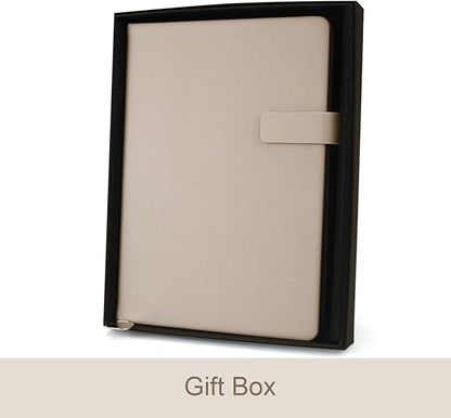 A5 Hard Cover Notebook with Pen Holder, Gold Edges & 180° Lay Flat - Large 5x8.25 Lined, Bookmark, Gift Box - Durable Journal for Office, Study, Travel - Writers, Students（Light Coffee）