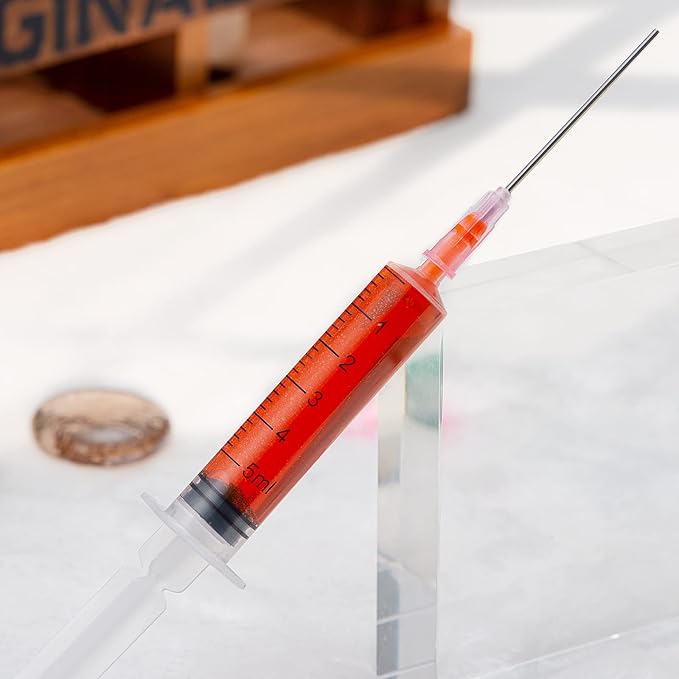 12PCS 5ML/CC Ink Filling Plastic Syringe Set with Bluent Stainless Needle Tip for Fountain Pen, Printer