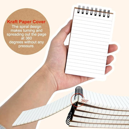 Memo Pads 24 packs, Small 3x5 Spiral Notepads, Office Style Mini Notebook, Small Notepad Pocket Size, Pocket Notebooks for Home, College, Work or School - Lined College Ruled Paper