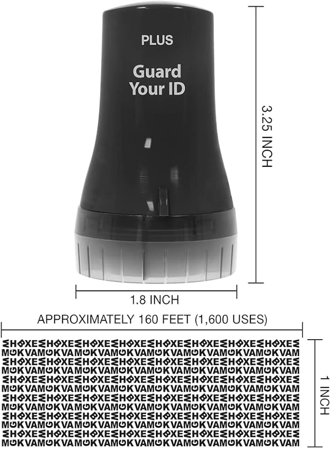 Wide Advanced Confidentiality Roller Stamp by Guard Your ID for Personal Information Concealment, As Seen on TV (3-Pack, Black)