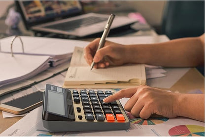 Desktop Calculator Extra Large 5-Inch LCD Display 12-Digit Big Number Accounting Calculator with Giant Response Button, Battery & Solar Powered, Perfect for Office Business Home Daily Use(6815GN-2pcs)