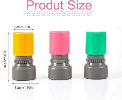 3pcs Pleasure Serving You Stamps, Server Stamps for Checks Stationery Stamp Self Ink Stamp for Service Work (Pink, Green, Yellow)