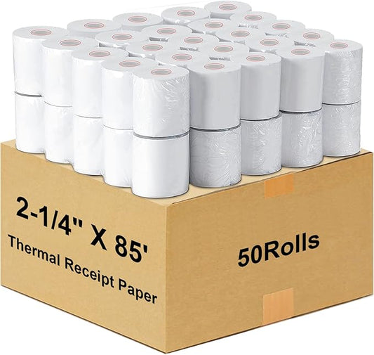 LabelMore 2-1/4" X 85' Thermal Receipt Paper, Credit Card Paper Rolls Thermal, Cash Register Roll, Premium Pos Thermal Printer Paper (50 Rolls)