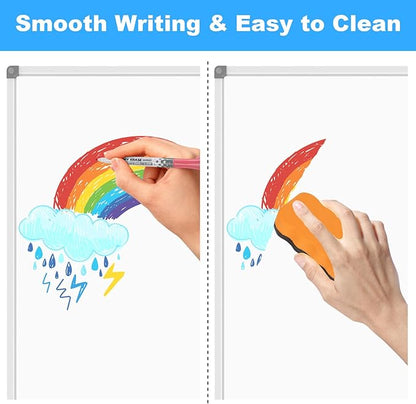 Large 60" x 40" Magnetic Dry Erase White Board - Wall Mounted Whiteboard with Pen Tray, Aluminum Message Presentation Memo Board for Office & School