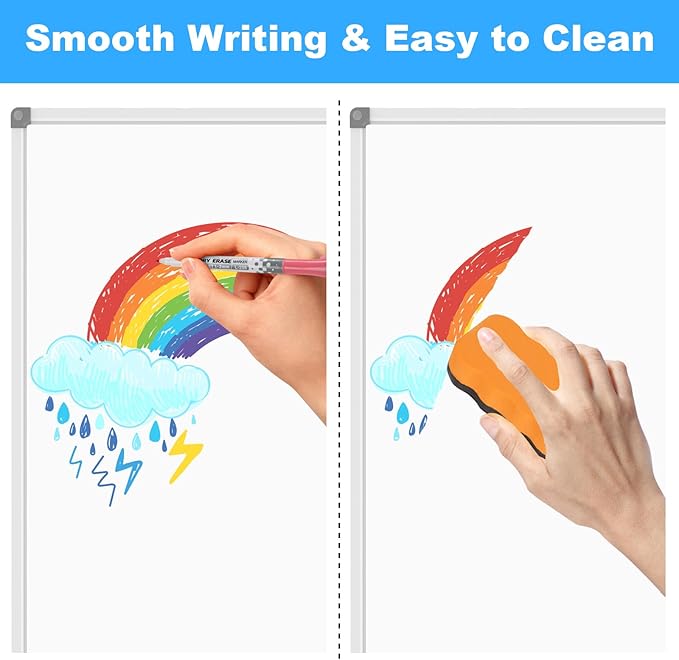 Lockways Large 72" x 40" Magnetic Dry Erase Board - Wall Mounted Whiteboard| White Board with Pen Tray, Aluminum Message Presentation Memo Board for Office & School